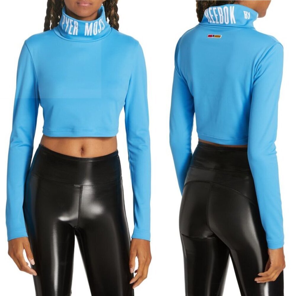 NWT New $120 Pyer Moss x Reebok Cropped Logo Turtleneck Top Size L